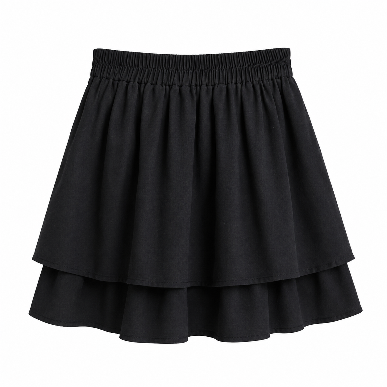AXES FEMME Black Layered A-Line Skirt with Pearl Pocket Details Back Side