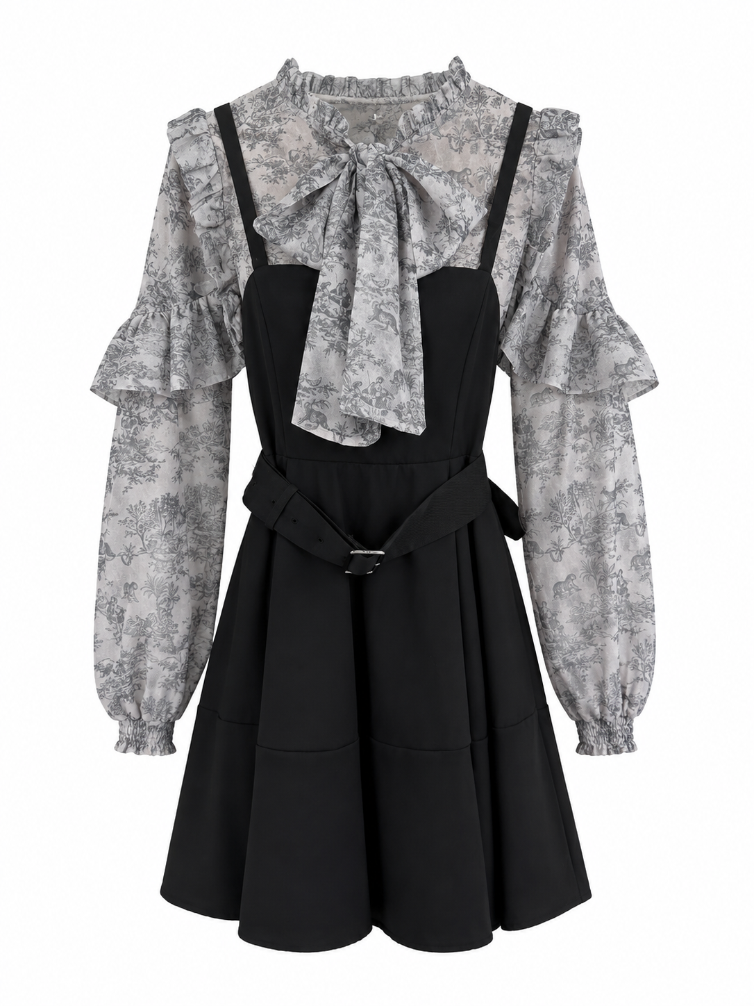 TITTY&CO. Ribbon Blouse and Jumper Skirt Set