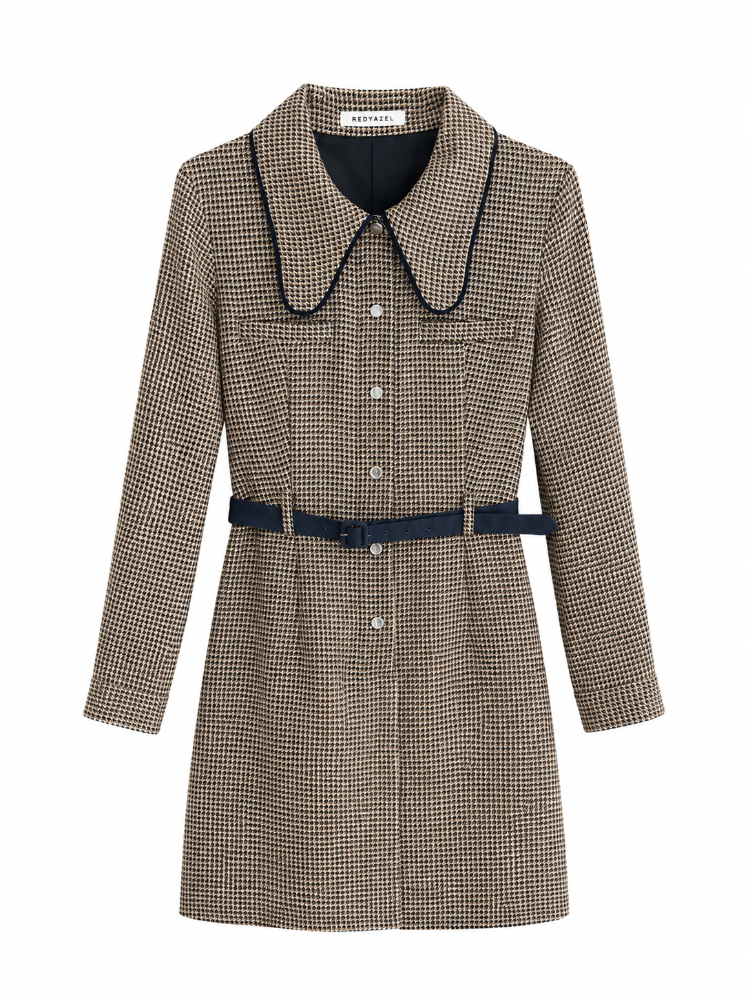 REDYAZEL Long Sleeve Dress with Belt