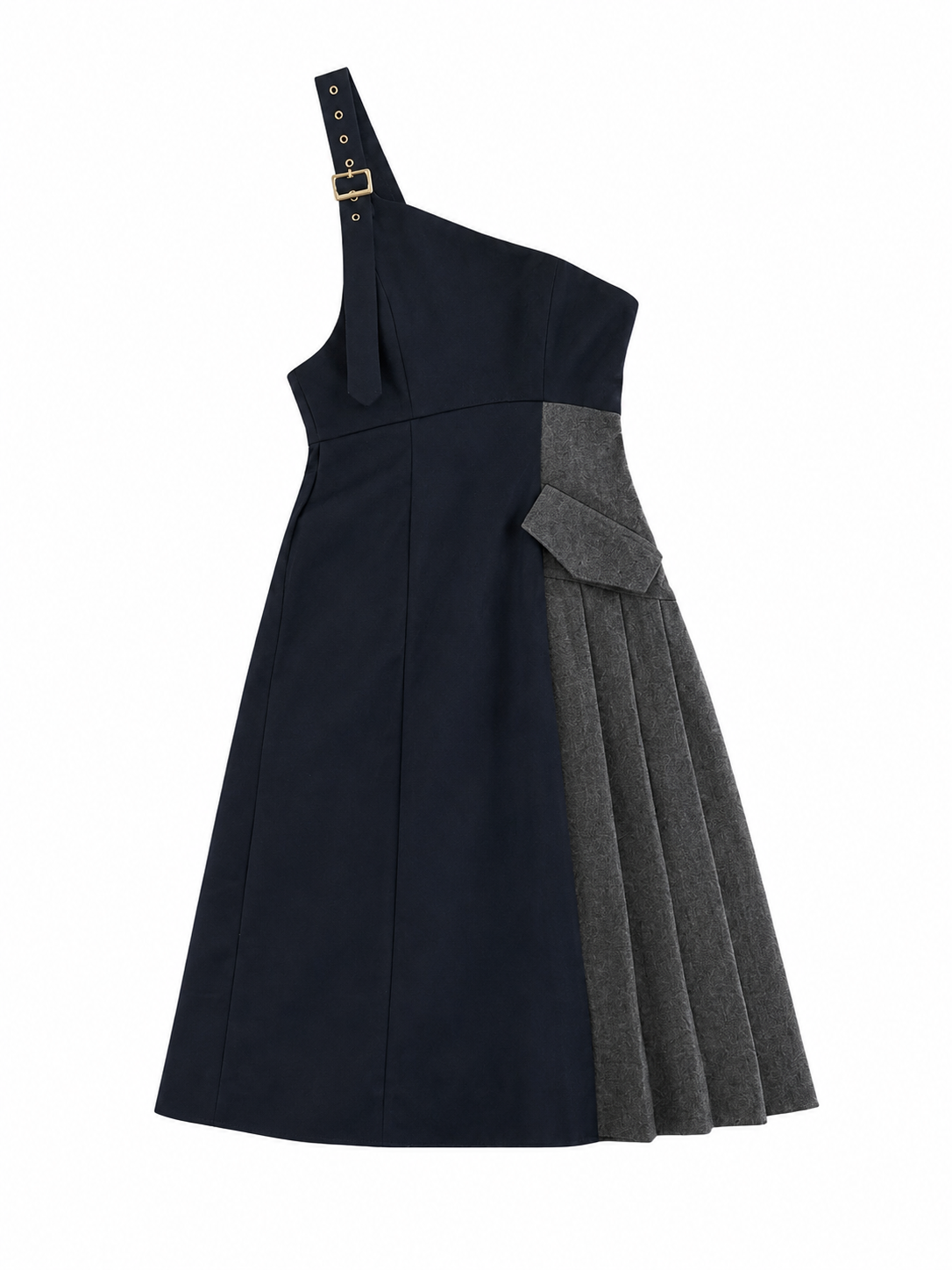 REDYAZEL Bicolor One Shoulder Strap Jumper Skirt