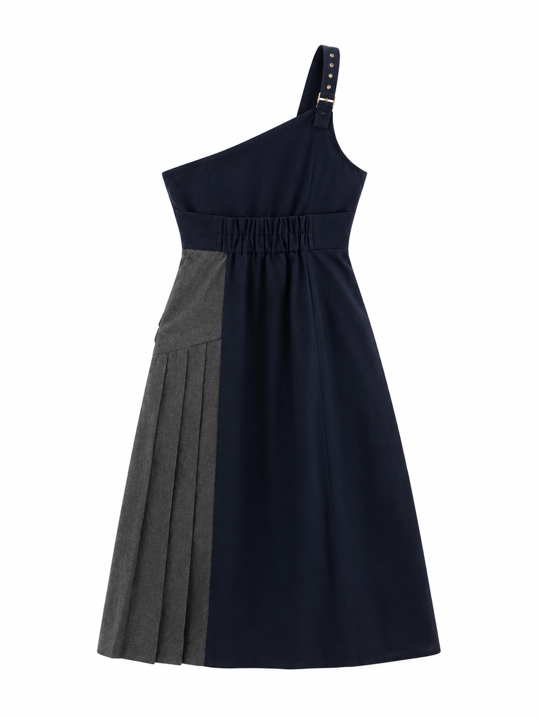 REDYAZEL Bicolor One Shoulder Strap Jumper Skirt