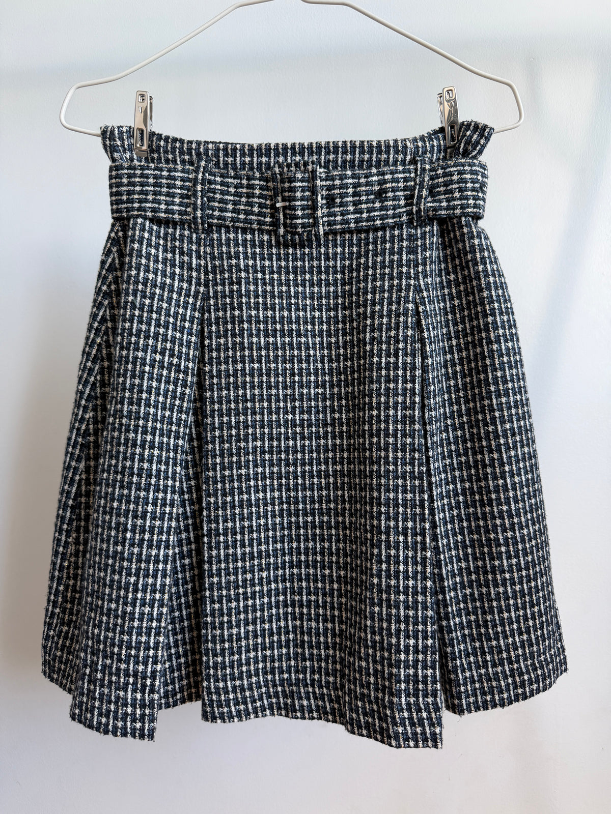 INGNI Navy Black and White Tweed A-Line Skirt