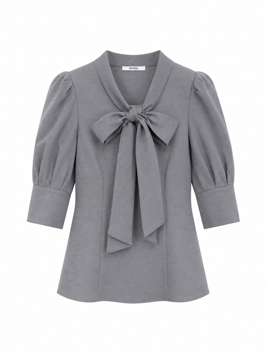 SNIDEL Gray Ribbon Blouse